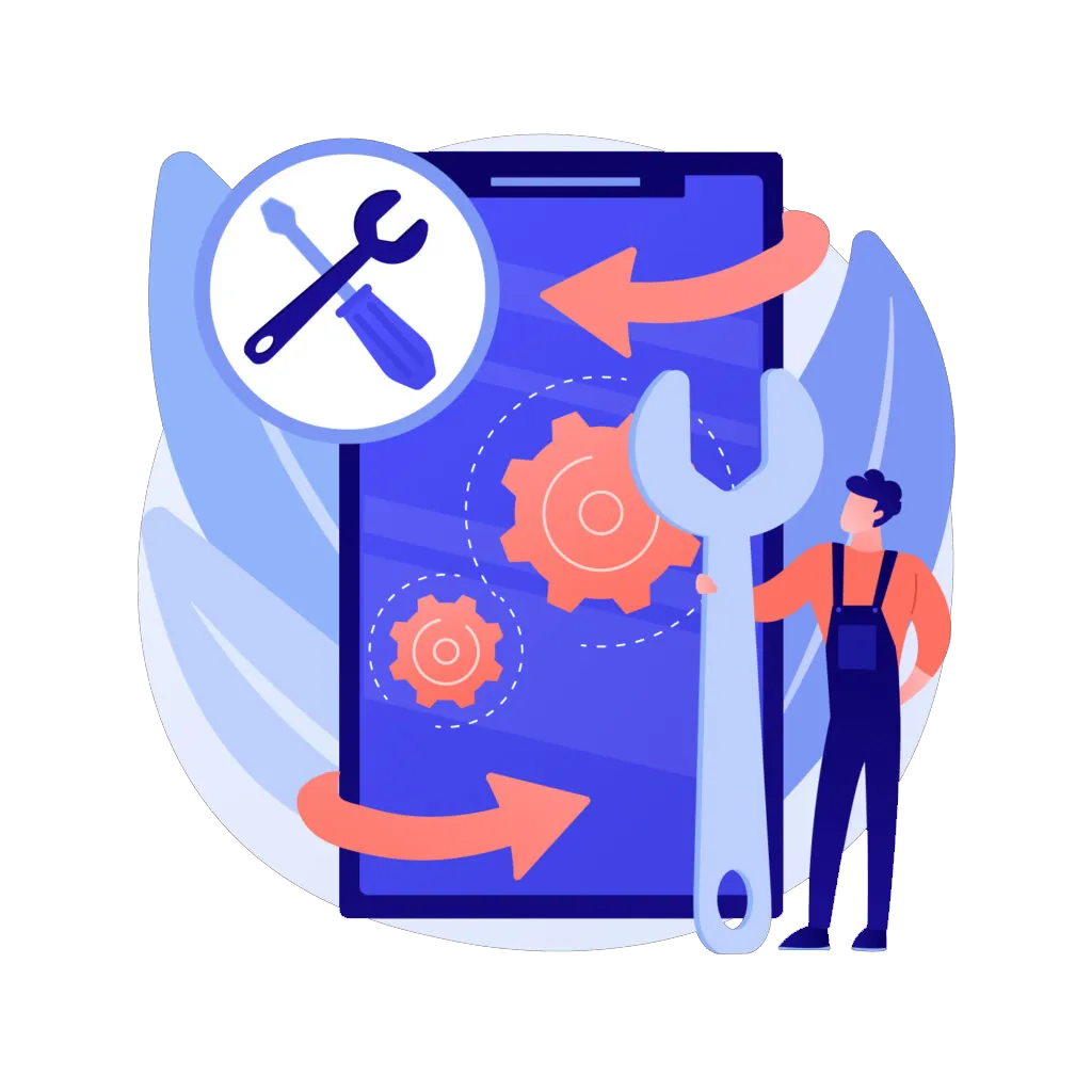 Illustration of a technician servicing a commercial refrigeration unit