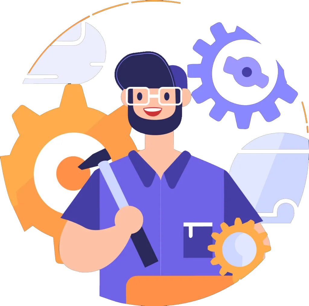 Illustration of a technician repairing commercial kitchen equipment