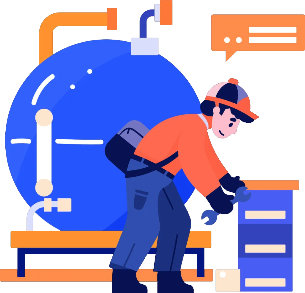 Illustration of a plumber working on a sink installation